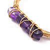 Natural Amethyst Triple Column Beaded Open Cuff Bangle BJEW-E377-01G-03-4