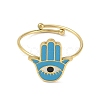Hamsa Hand with Eye 304 Stainless Steel Enamel Ring RJEW-A038-01G-2