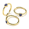 Heart Natural Lapis Lazuli Adjustable Rings RJEW-Q818-02G-03-1