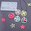 Flat Round Spinning Pendant and Windmill & Snowflake & Flower & Clover & Tyre Cabochon Silicone Molds X-DIY-P059-08-1