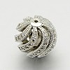 Brass Micro Pave Cubic Zirconia Hollow Round Beads ZIRC-M039-05-12mm-RS-2