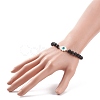 Hamsa Hand with Evil Eye Shell & Natural Lava Rock Beaded Stretch Bracelet BJEW-JB08235-04-3