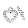 Heart Brass Toggle Clasps KK-S403-18P-2