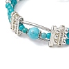 Round Synthetic Turquoise & Non-magnetic Synthetic Hematite Beaded Bracelets BJEW-JB11161-01-3