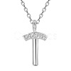 SHEGRACE Rhodium Plated 925 Sterling Silver Initial Pendant Necklaces JN916A-1