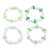 Imitation Pearl & Tulip Flower Glass Beaded Stretch Bracelet BJEW-JB09422-1