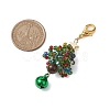 Christmas Tree Glass Seed Beads & Natural Tiger Eye Pendant Decorations HJEW-MZ00075-01-3
