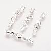 Silver Color Plated Brass Clip Ends X-KK-G144-S-1