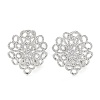 Flower Brass Micro Pave Cubic Zirconia Stud Earrings Finding KK-E083-16P-1