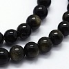 Natural Golden Sheen Obsidian Beads Strands G-I199-14-8mm-3