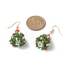 Christmas Theme Glass Beads Braided Tree Dangle Earrings EJEW-TA00212-2