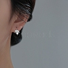 999 Fine Silver Leaf Cuff Earrings EJEW-P296-08P-3