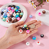 Pandahall 50Pcs 10 Colors Round with Star Food Grade Eco-Friendly Silicone Beads SIL-TA0001-47-12