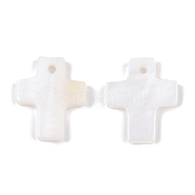 Natural Freshwater Shell Cross Charms SHEL-T020-07-1