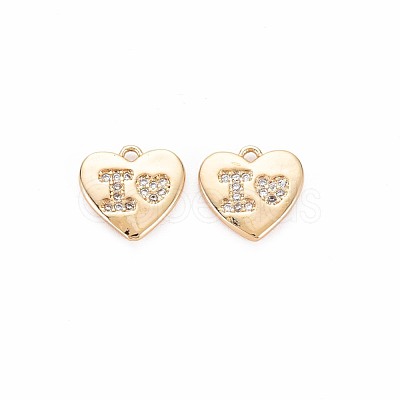 Brass Micro Pave Clear Cubic Zirconia Charms KK-S364-103-1