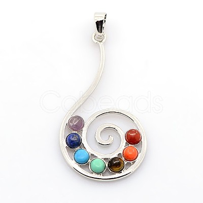 Vintage Chakra Jewelry Brass Mixed Stone Pendants X-G-I114-06-1