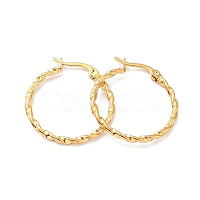 PVD Vacuum Plating 201 Stainless Steel Twist Rope Hoop Earrings with 304 Stainless Steel Pins for Women EJEW-D279-03G-01-1