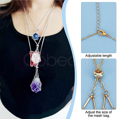 3Pcs 3 Style 304 Stainless Steel Macrame Pouch Empty Stone Holder for Pendant Necklaces Making NJEW-AB00029-1