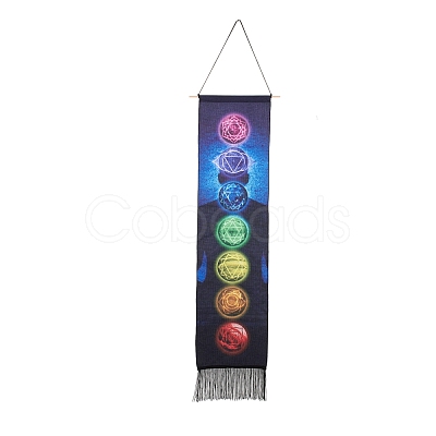 Chakra Theme Linen Wall Hanging Tapestry DJEW-B006-03B-1