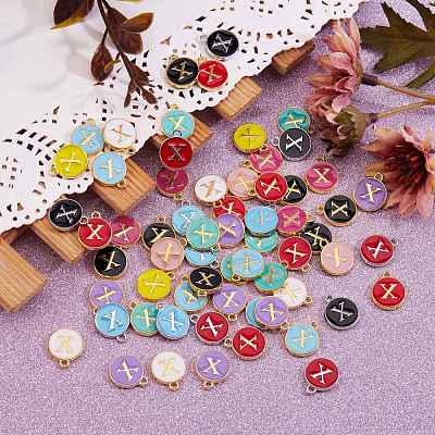 120Pcs 12 Colors Golden Plated Alloy Charms ENAM-SZ0001-64X-1