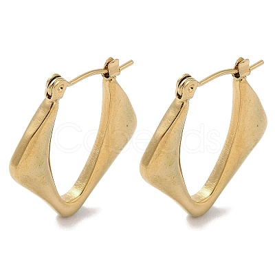 Rhombus 201 Stainless Steel Half Hoop Earrings for Women EJEW-G385-17G-1