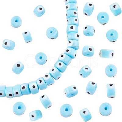 Nbead Handmade Evil Eye Lampwork Beads Strands LAMP-NB0001-49A-1