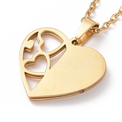 Crystal Rhinestone Heart Pendant Necklace with Vacuum Plating 304 Stainless Steel Chains for Women NJEW-E014-21G-1