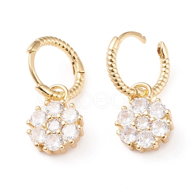 Brass Micro Pave Clear Cubic Zirconia Huggie Hoop Earrings EJEW-L234-006G-1