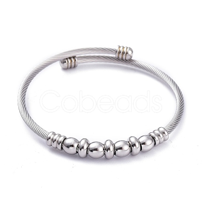 304 Stainless Steel Cuff Bangles Sets BJEW-M284-16-1