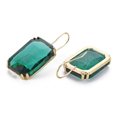 Faceted Rectangle Glass Dangle Earrings EJEW-Q021-002-1