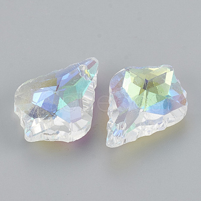 Plated Faceted Leaf Glass Beads EGLA-S100-02-1