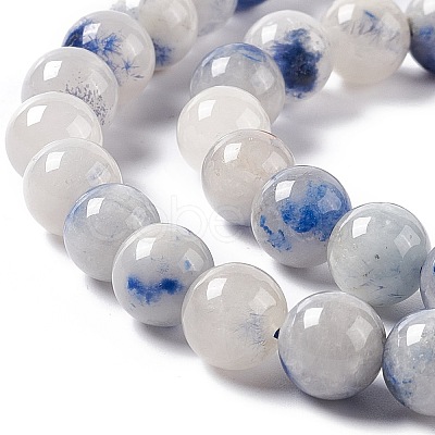 Natural Blue White Dumortierite Round Beads Strands G-E265-01A-1