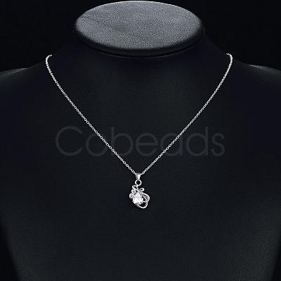 Silver Plated Brass Cubic Zirconia teardrop NJEW-BB03018-C-1