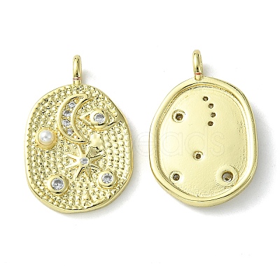 Rack Plating Brass Micro Pave Cubic Zirconia Pendants KK-K332-07G-1