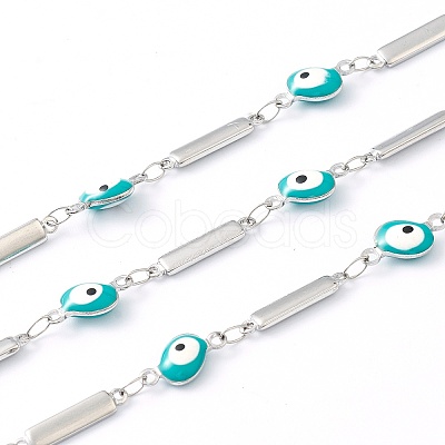 304 Stainless Steel Enamel  Link Chains STAS-H145-19P-1