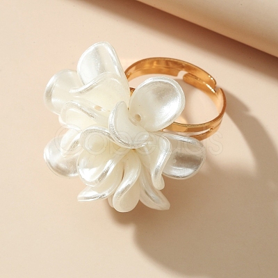 Acrylic Flower Finger Rings PW-WG79C3E-01-1