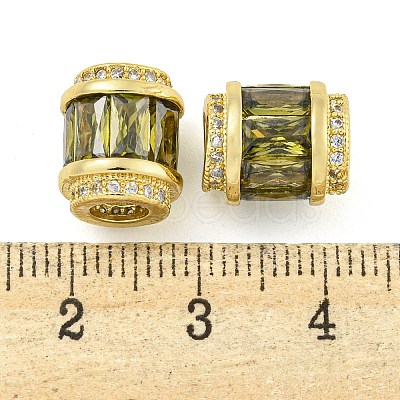 Rack Plating Brass Micro Pave Cubic Zirconia European Beads KK-F089-31G-05-1