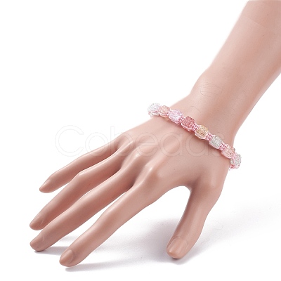 Candy Color Glass Cube Braided Bead Bracelet BJEW-JB08078-1