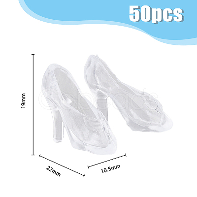 SUPERFINDINGS 50 Pairs Transparent Plastic Mini High-heeled Shoes DJEW-FH0001-15-1