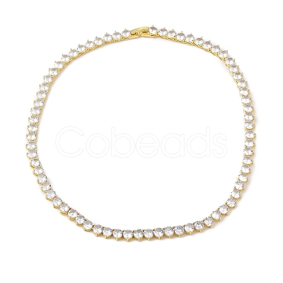 Rack Plating Brass Clear Cubic Zirconia Cup Chain Necklaces NJEW-Q348-02G-1