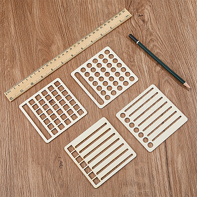 4Pcs 4 Style Wood Mini Calendar Square DIY-WH0504-134-1