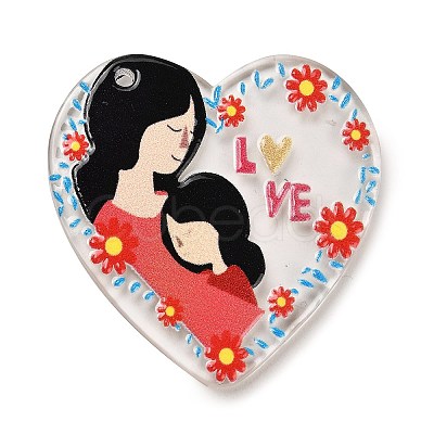 Mother's Day Printed Transparent Acrylic Pendants MACR-P042-C03-1