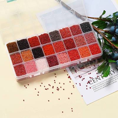 Red Series 600G 24 Colors Glass Seed Beads SEED-JP0008-02-2mm-1