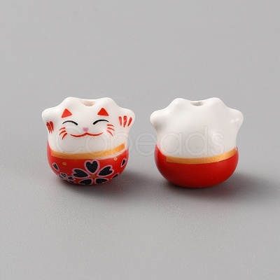 Handmade Porcelain Beads PORC-WH0006-02G-1