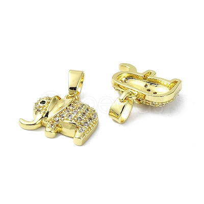 Rack Plating Brass Micro Pave Clear Cubic Zirconia Pendants KK-R157-03G-1