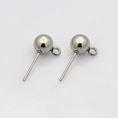 Non-Tarnish 304 Stainless Steel Stud Earring Findings STAS-N019-19-5mm-1