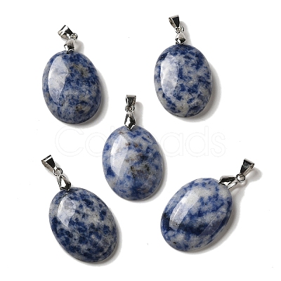 Natural Blue Spot Jasper Pendants G-Z055-03P-18-1