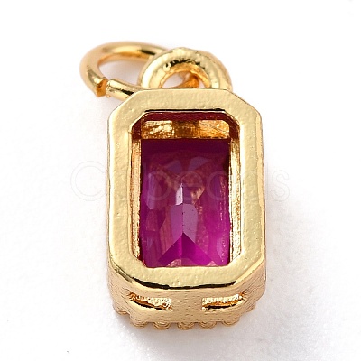 Real 18K Gold Plated Brass Inlaid Cubic Zirconia Charms X-ZIRC-L100-075G-04-1