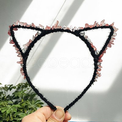 Natural Cherry Quartz Glass Hair Bands PW-WG9AADF-18-1