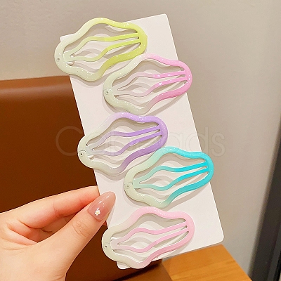 5Pcs 5 Colors Alloy Snap Hair Clips for Girl PW-WGE2ADA-08-1